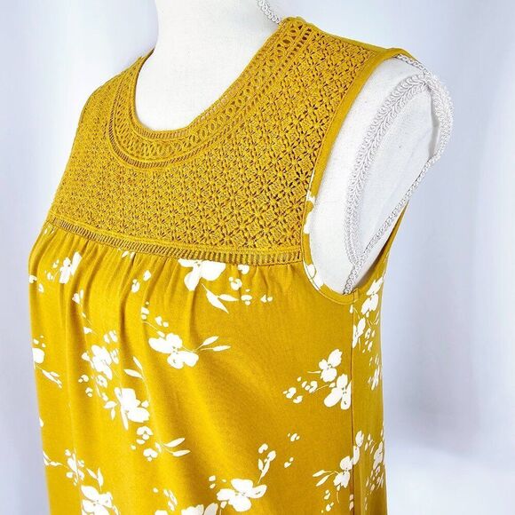 Daniel Rainn Women's Yellow Crochet Yoke Sleeveless Floral Top Size XSP NWT - Picture 5 of 15